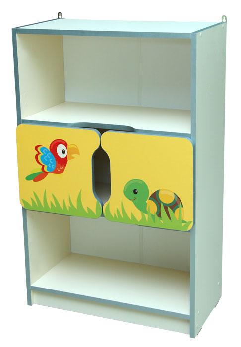 Стінка дитяча "Звірята" №4 напівзакрита, на 3 відділення,з полицями,для дидактичного матеріалу,книг,особистих речей дітей,( ТОВ ‘’АЛМАНТ’’), 600х300х950 мм.